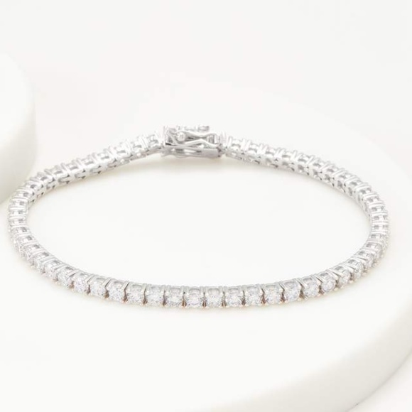 Diamonique Jewelry - Diamonique 100-Facet Tennis Bracelet Platinum Clad